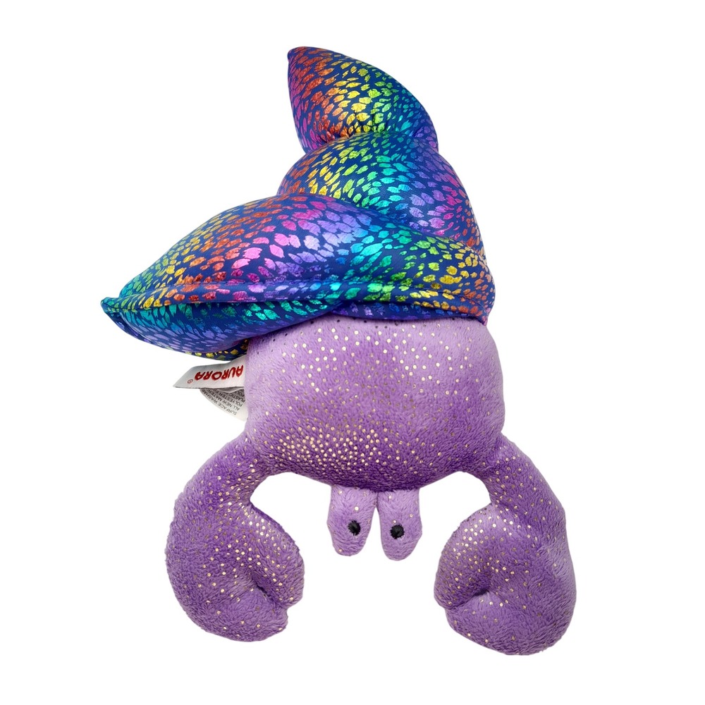 Aurora Purple Hermit Crab Plush Rainbow Metallic Shell Gold Fleck 10 Inch